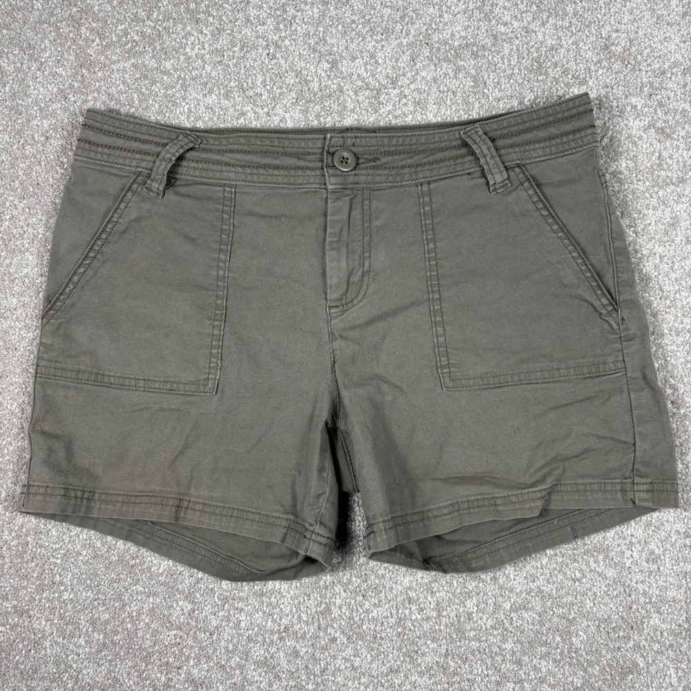 Prana Halle Shorts Organic Cotton Womens 10 Olive Green Zion Hiking Outdoor